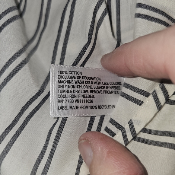 Ava & Viv White Striped Shirt with Floral Design - Picture 6 of 9